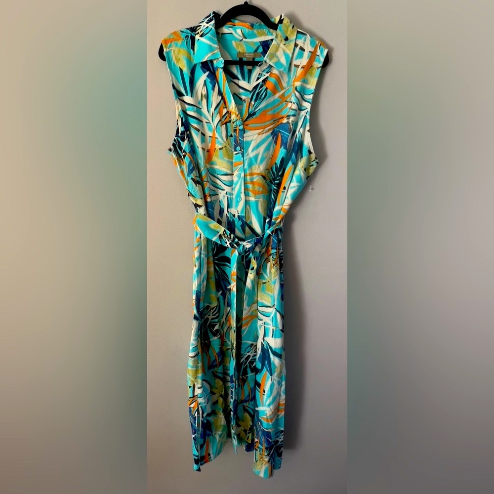 New! Naturals by Denim & Company Tropical Print Sleeveless Dress in size XLP